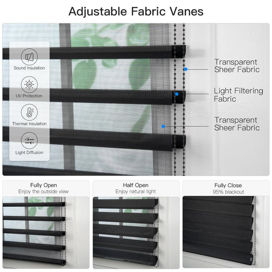 Manual Corded Shangri - La Sheer Shade - Light Filtering Black - Tokblind official