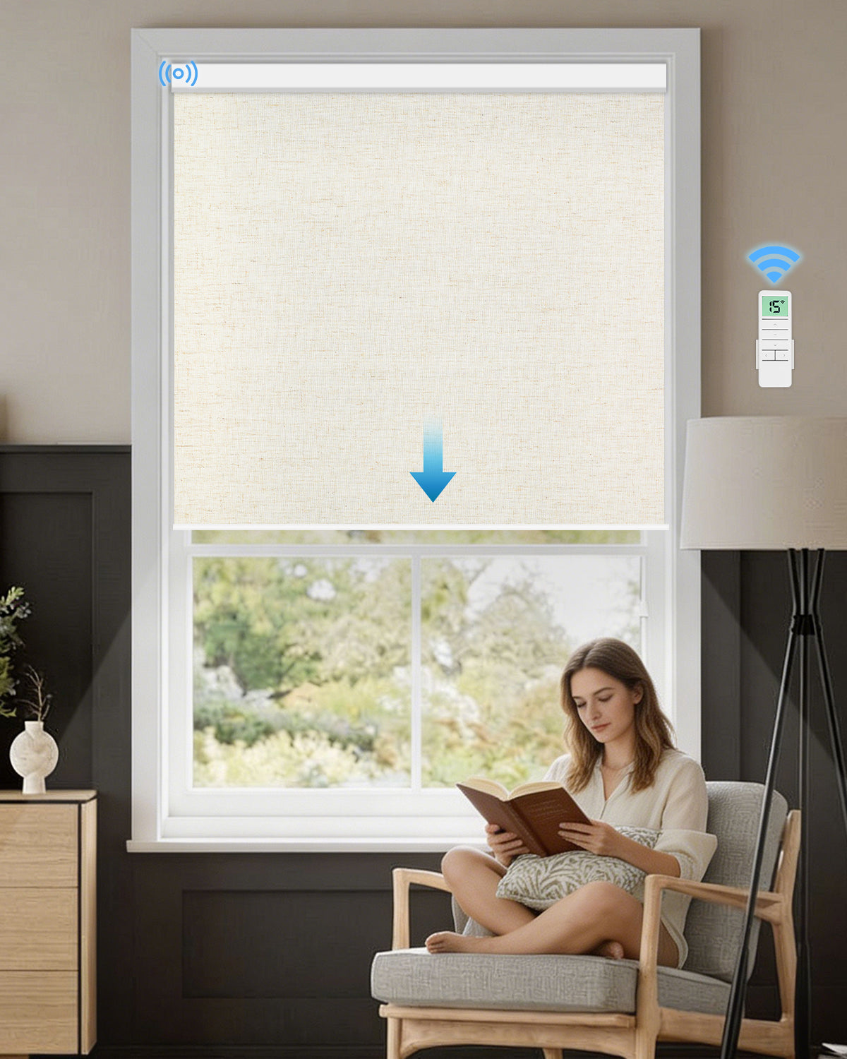 Smart Motorized Blackout Roller Shades - Room Darkening
