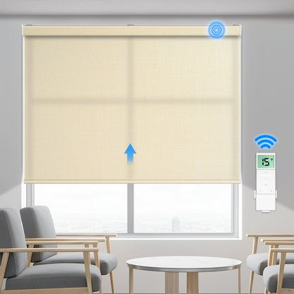 Motorized Light Filtering Roller Shade (Fabric Wrapped)