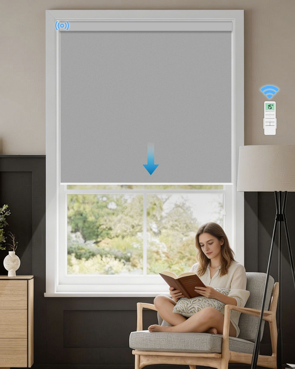 Smart Motorized Blackout Roller Shades - Room Darkening