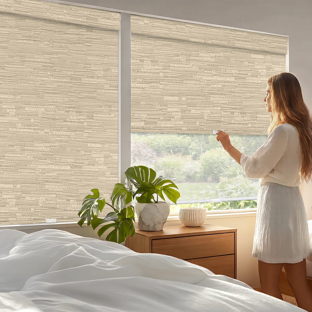 Manual Cordless Dual Roller Shades, Blackout & Sheer, Custom Size