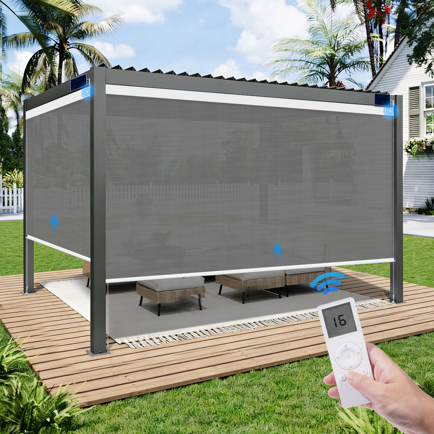 Motorized Outdoor Shades for Patio & Pergola