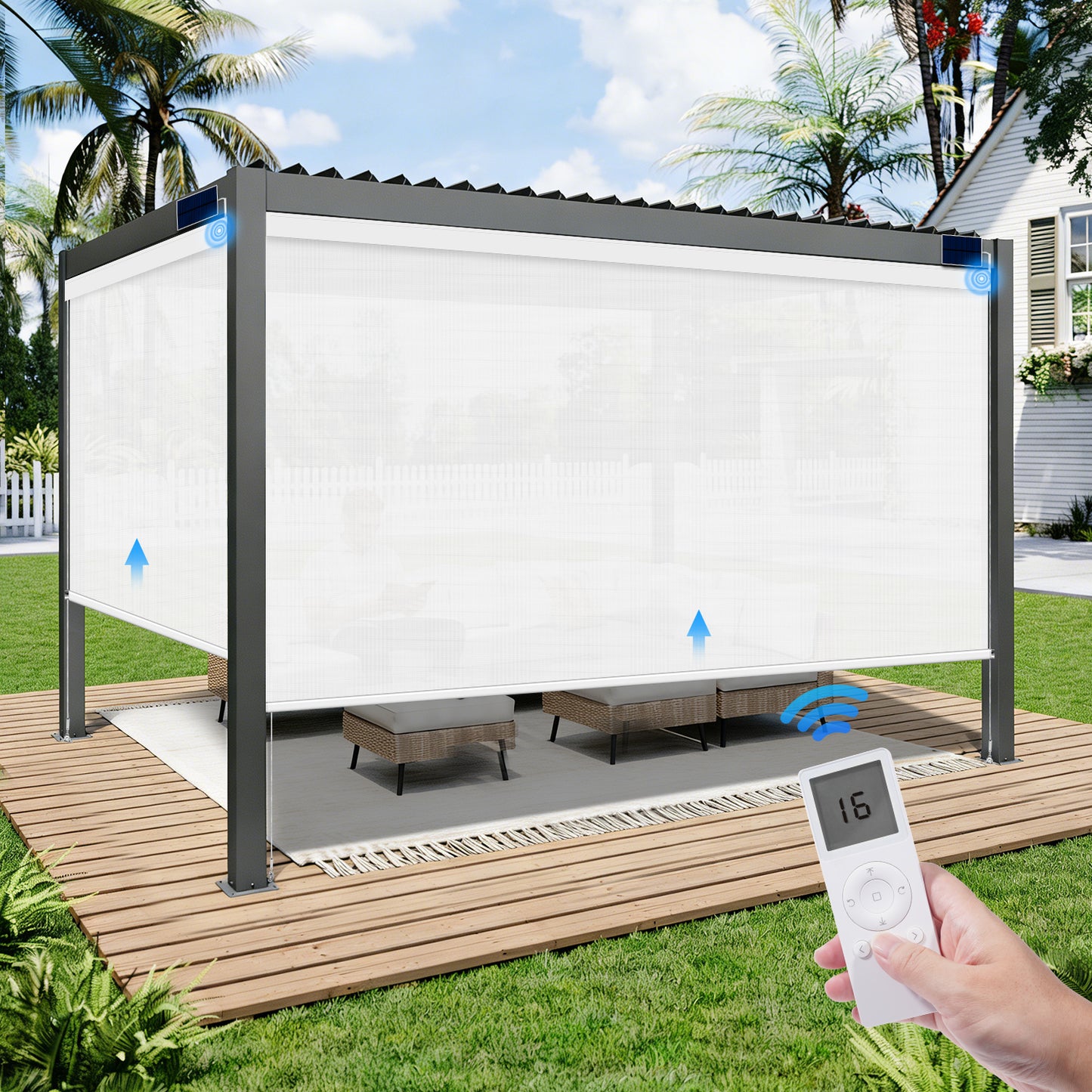 Motorized Outdoor Shades for Patio & Pergola