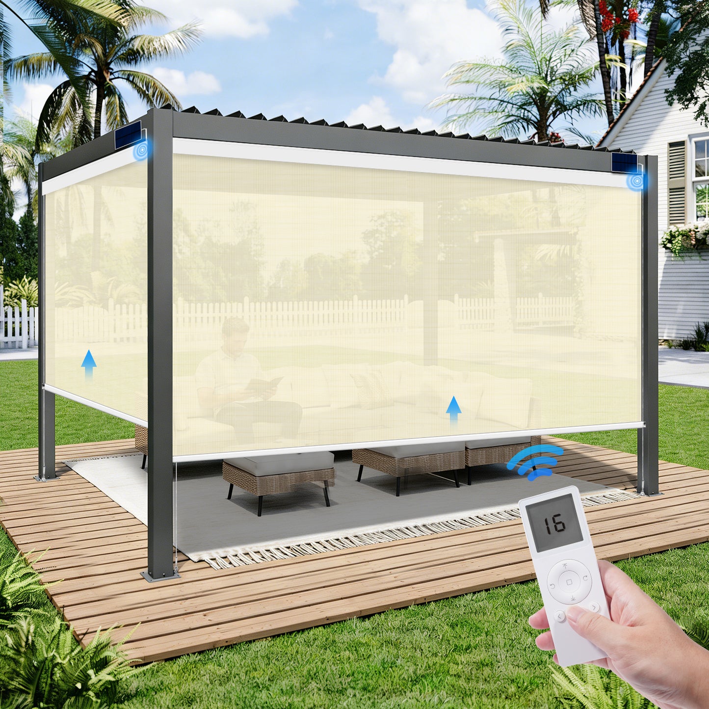 Motorized Outdoor Shades for Patio & Pergola