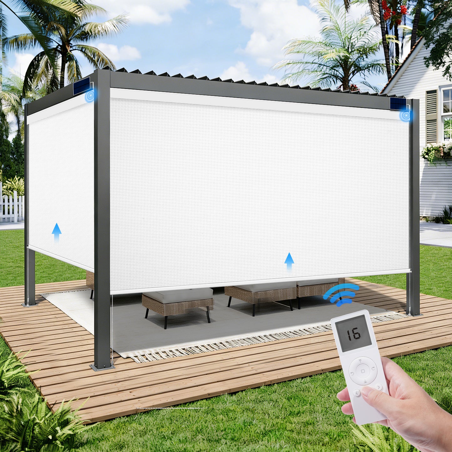 Motorized Outdoor Shades for Patio & Pergola