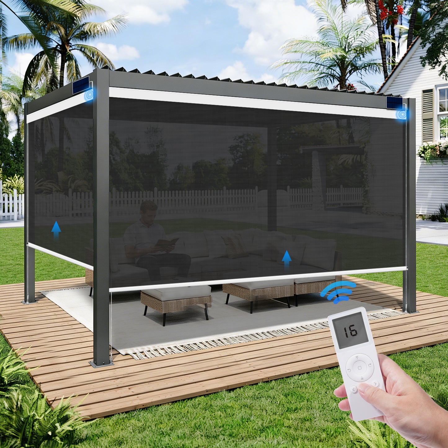 Motorized Outdoor Shades for Patio & Pergola