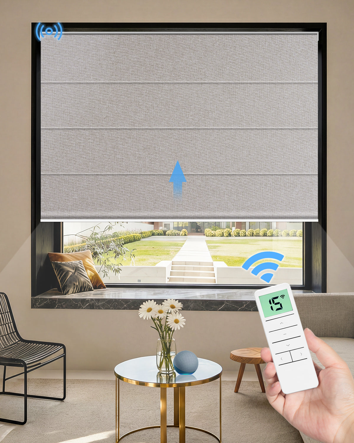 Motorized Blackout Roman Shades – Room Darkening, Custom Sizes