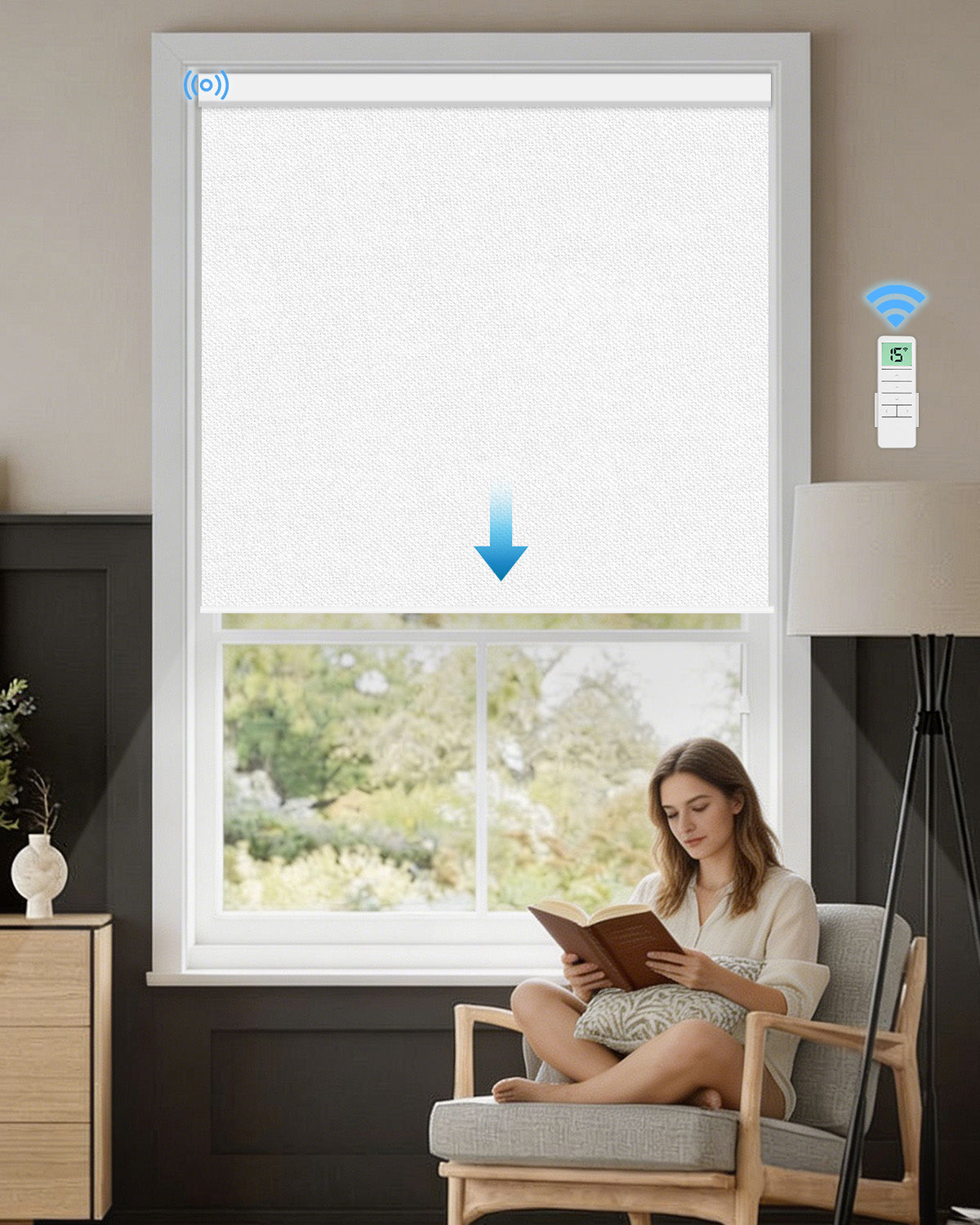 Smart Motorized Blackout Roller Shades - Room Darkening