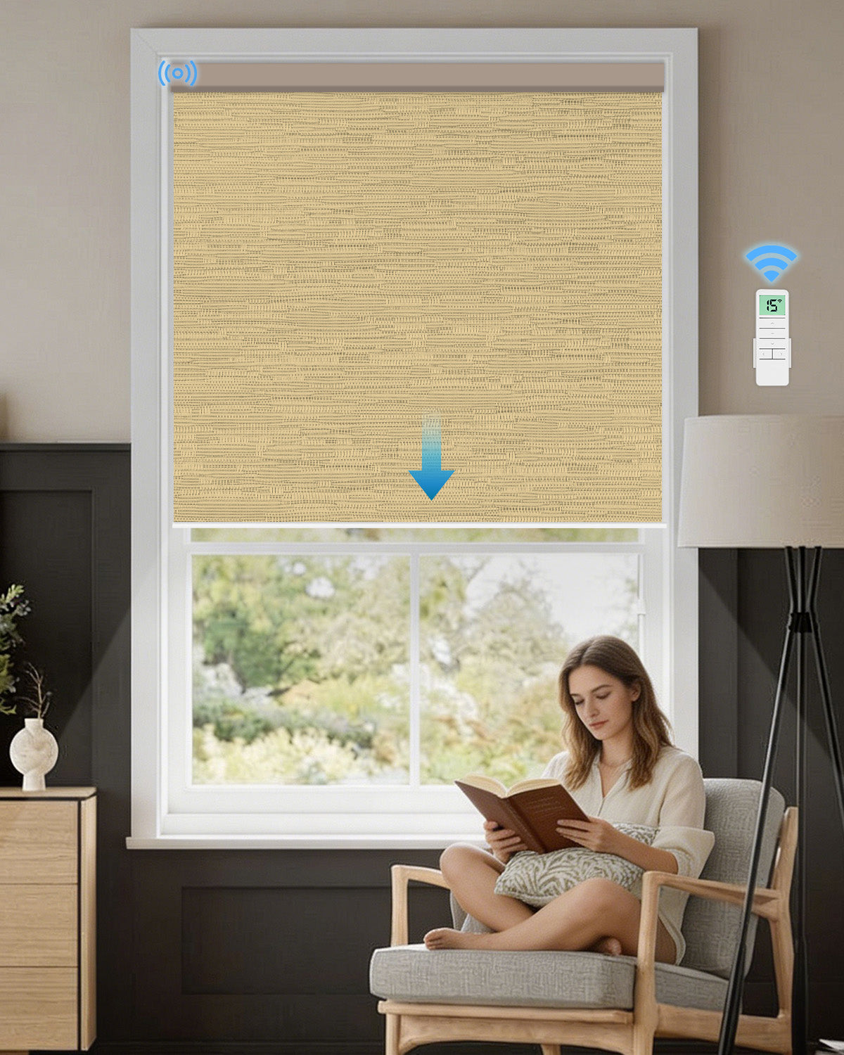 Smart Motorized Blackout Roller Shades - Room Darkening