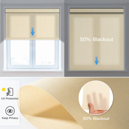 Motorized Light Filtering Roller Shade (Fabric Wrapped)