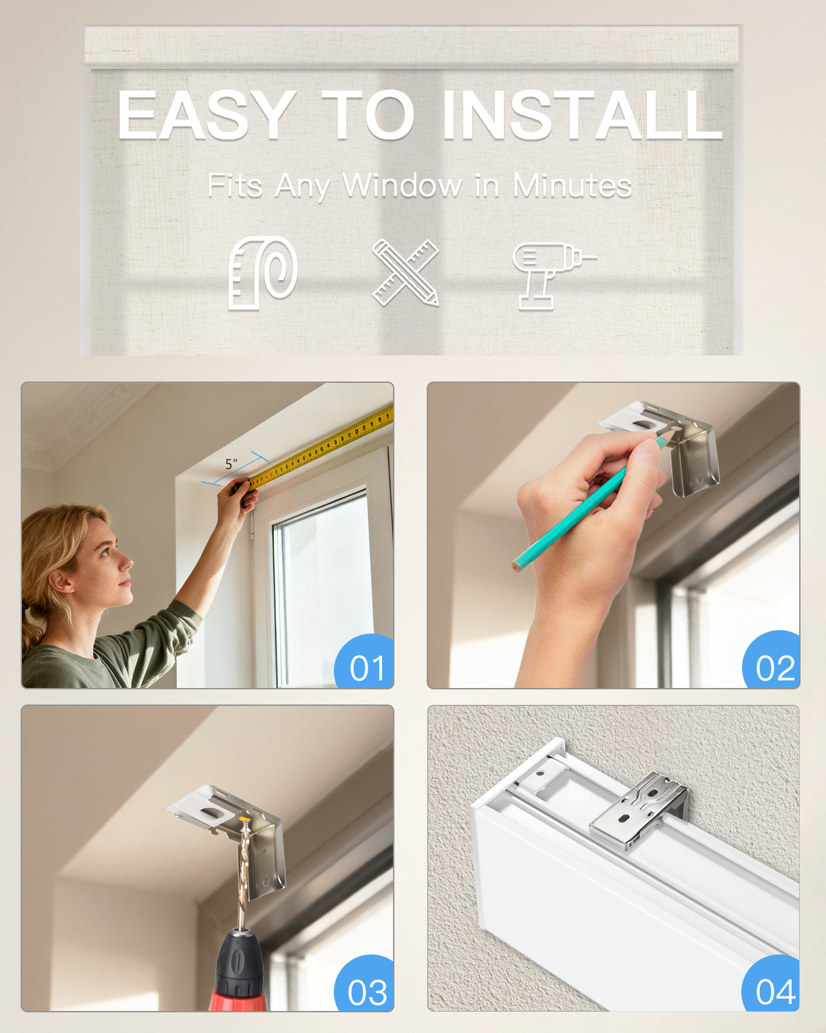 Manual Cordless Dual Roller Shades, Light Filtering & Sheer