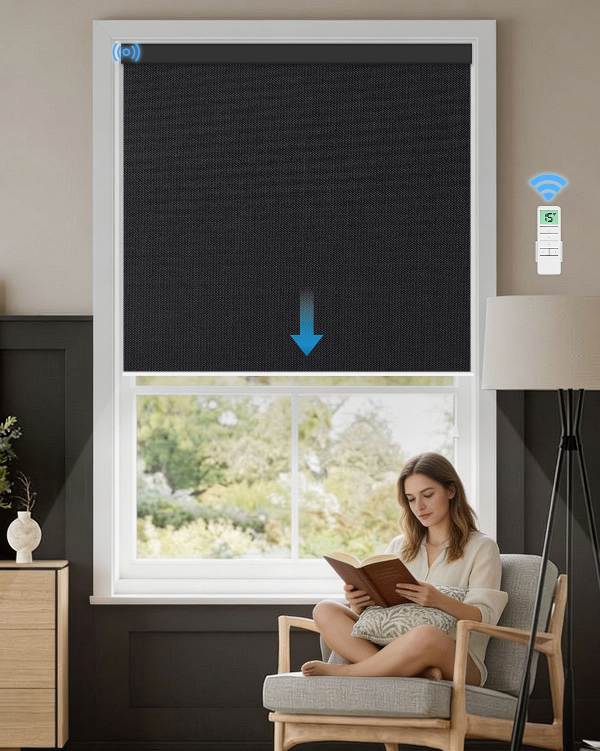 Smart Motorized Blackout Roller Shades - Room Darkening
