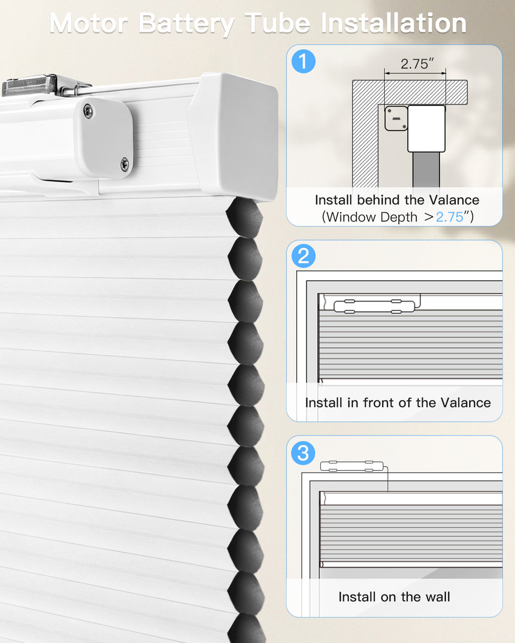 Motorized Blackout Cellular Shade - Room Darkening