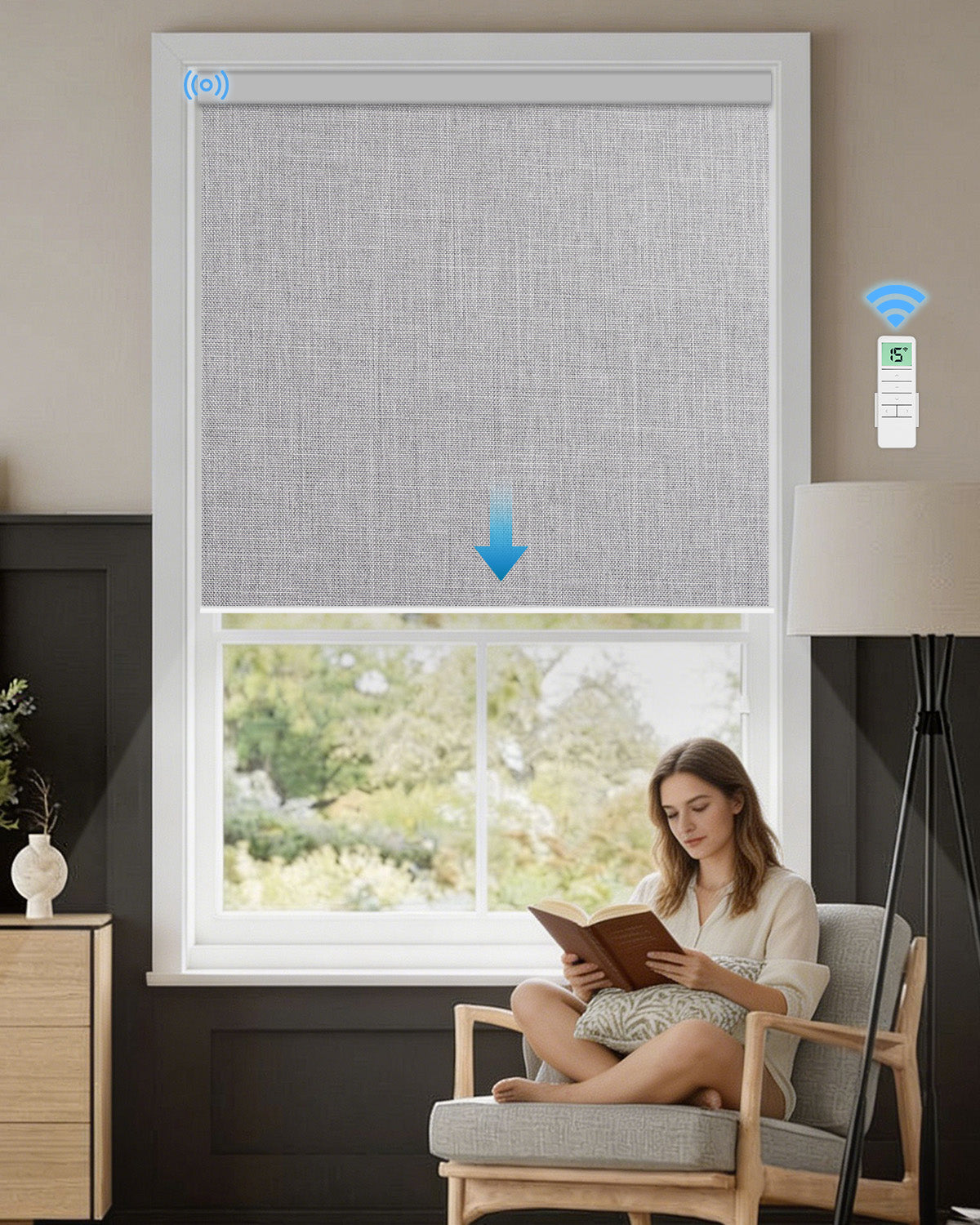 Smart Motorized Blackout Roller Shades - Room Darkening