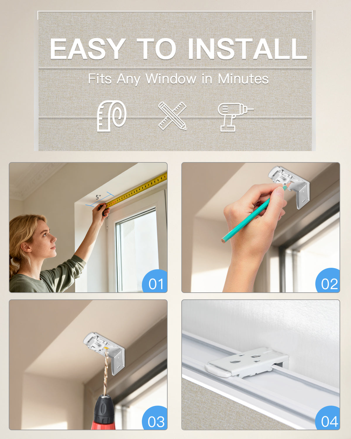 Motorized Blackout Roman Shades – Room Darkening, Custom Sizes