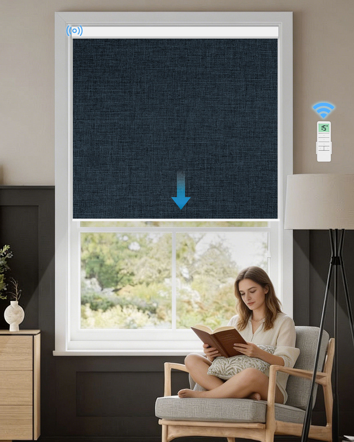 Smart Motorized Blackout Roller Shades - Room Darkening