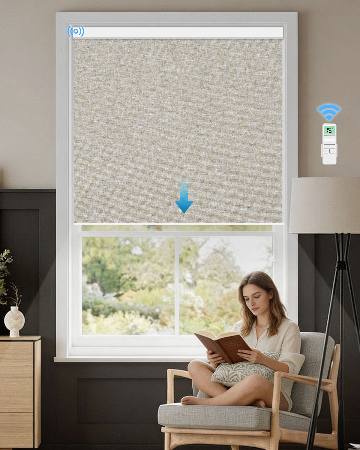 Smart Motorized Blackout Roller Shades - Room Darkening