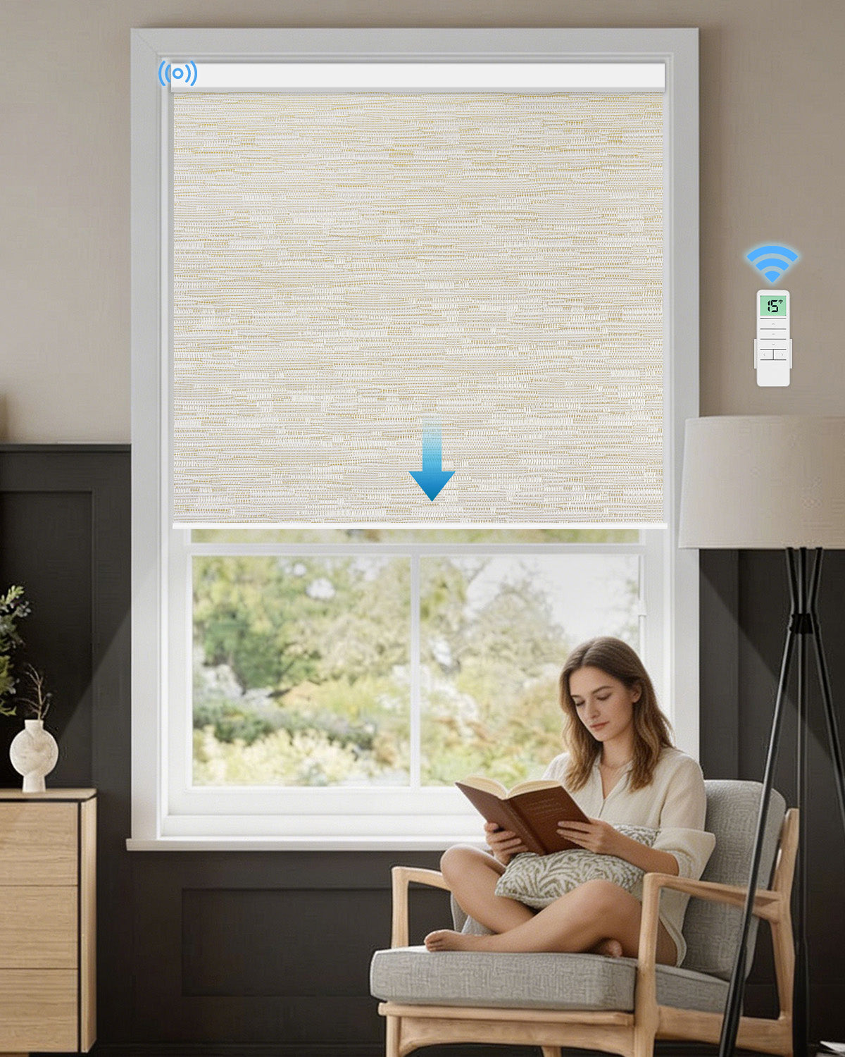 Smart Motorized Blackout Roller Shades - Room Darkening