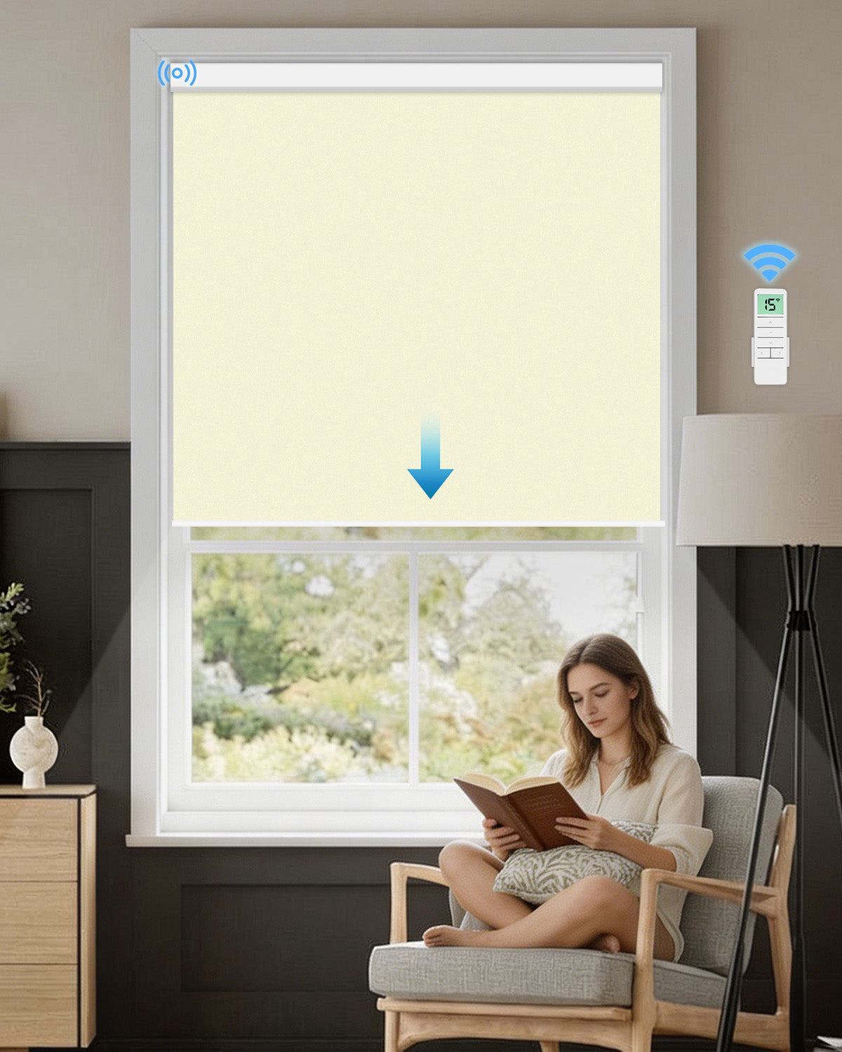 Smart Motorized Blackout Roller Shades - Room Darkening