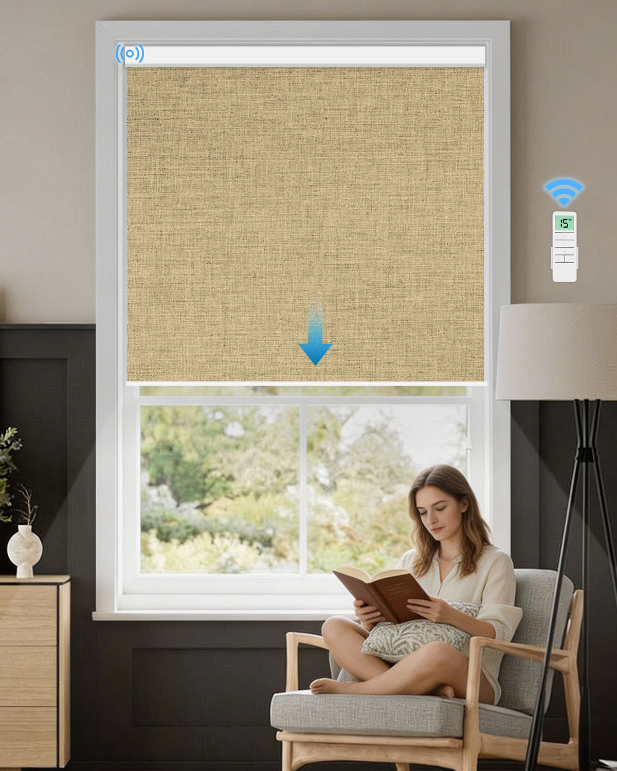 Smart Motorized Blackout Roller Shades - Room Darkening