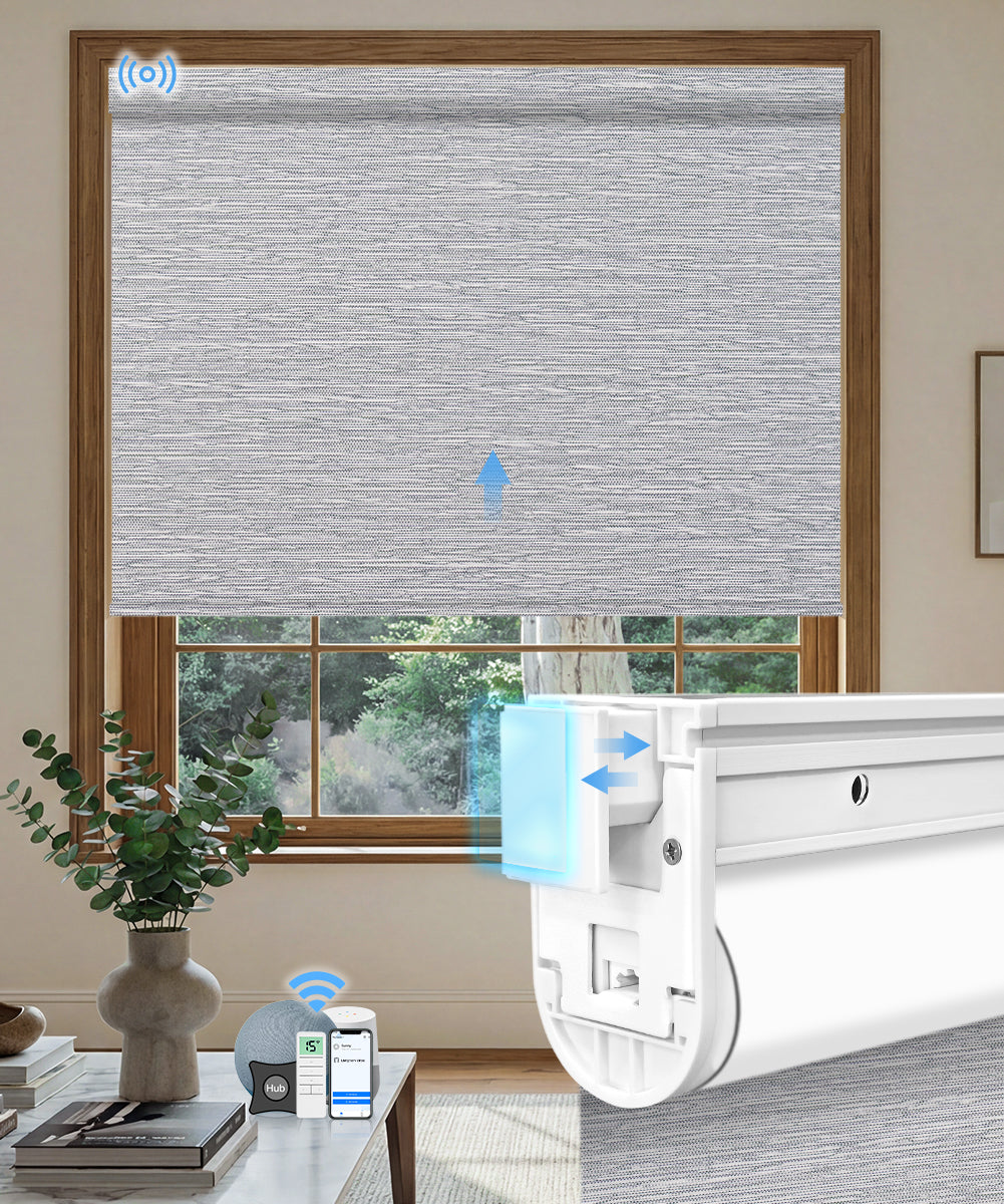 No-drill Motorized Blackout Roller Shade - Texture Grey