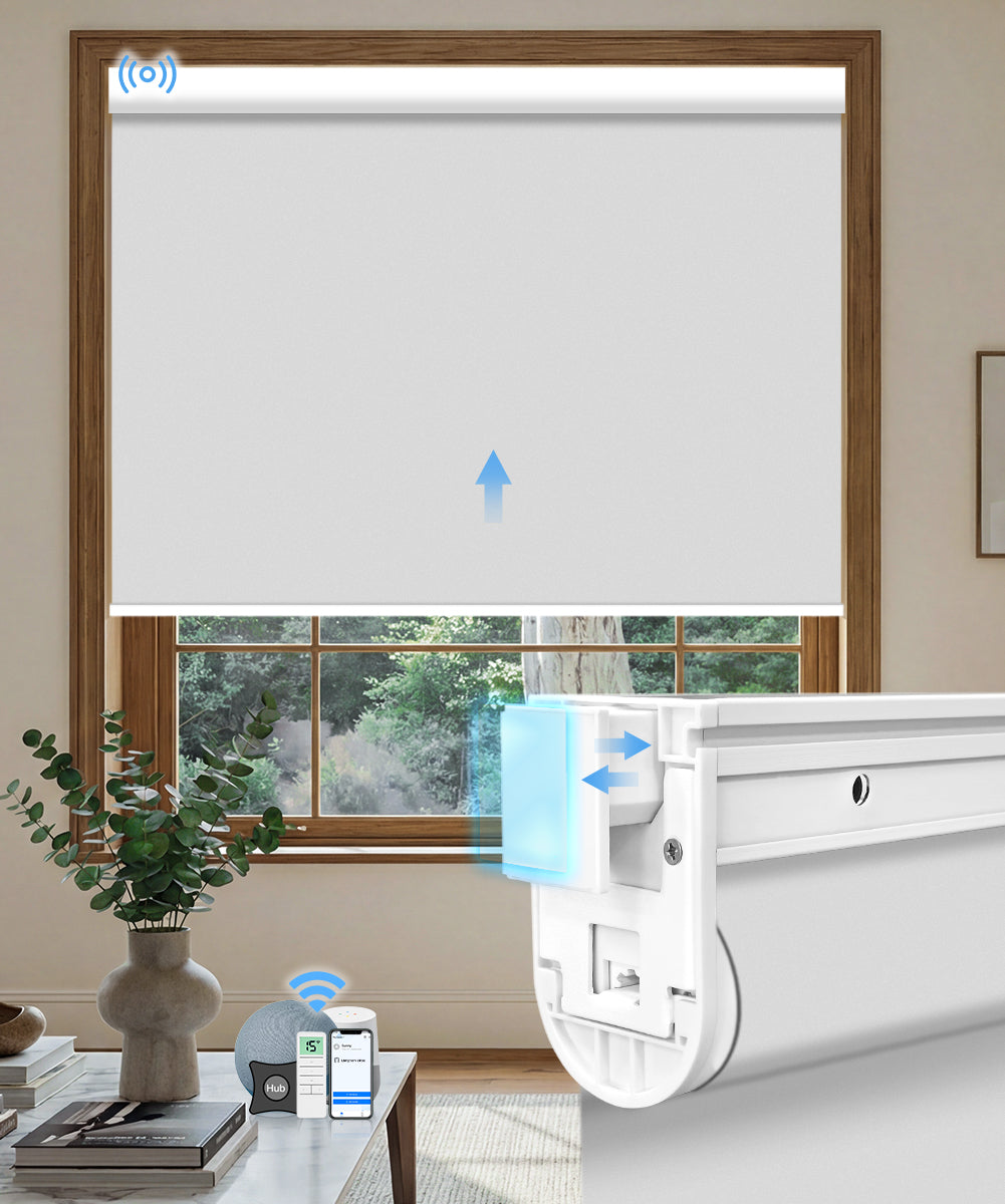 No-drill Motorized Blackout Roller Shade - Vinyl Light Grey