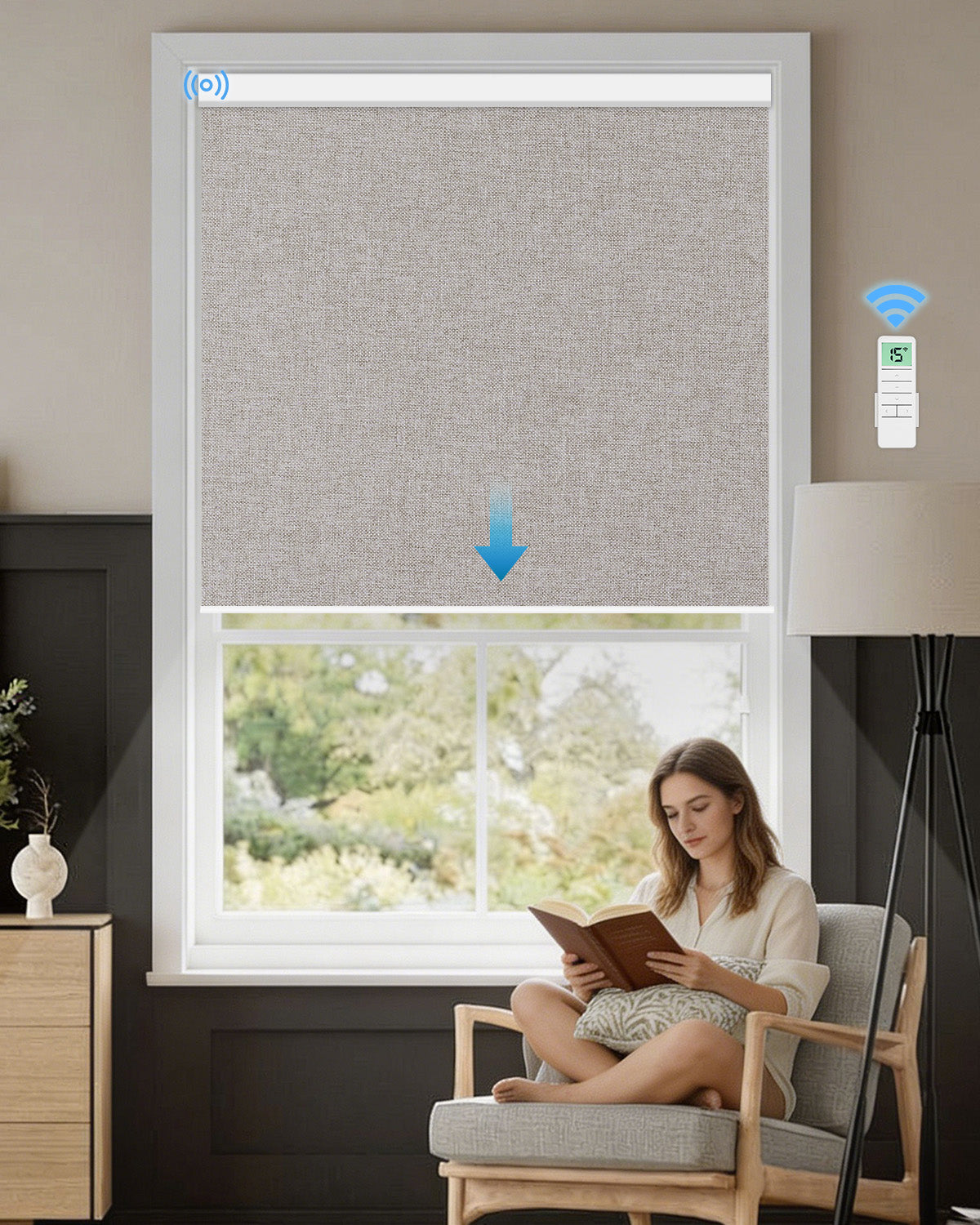 Smart Motorized Blackout Roller Shades - Room Darkening