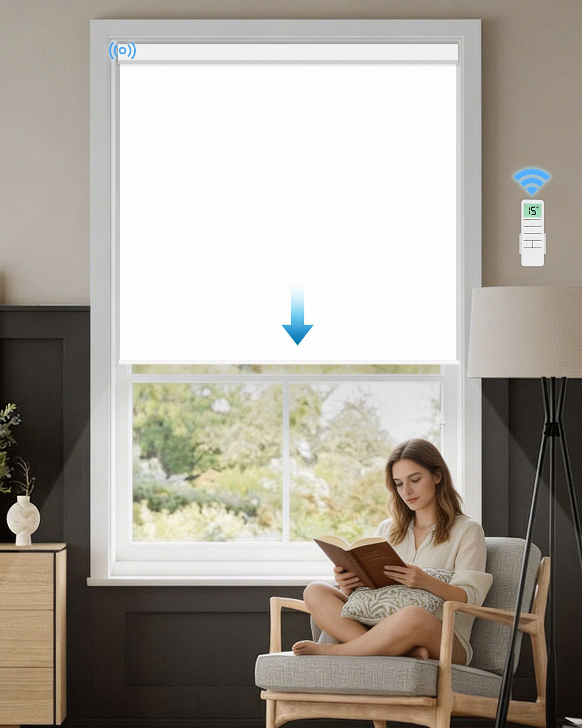 Smart Motorized Blackout Roller Shades - Room Darkening