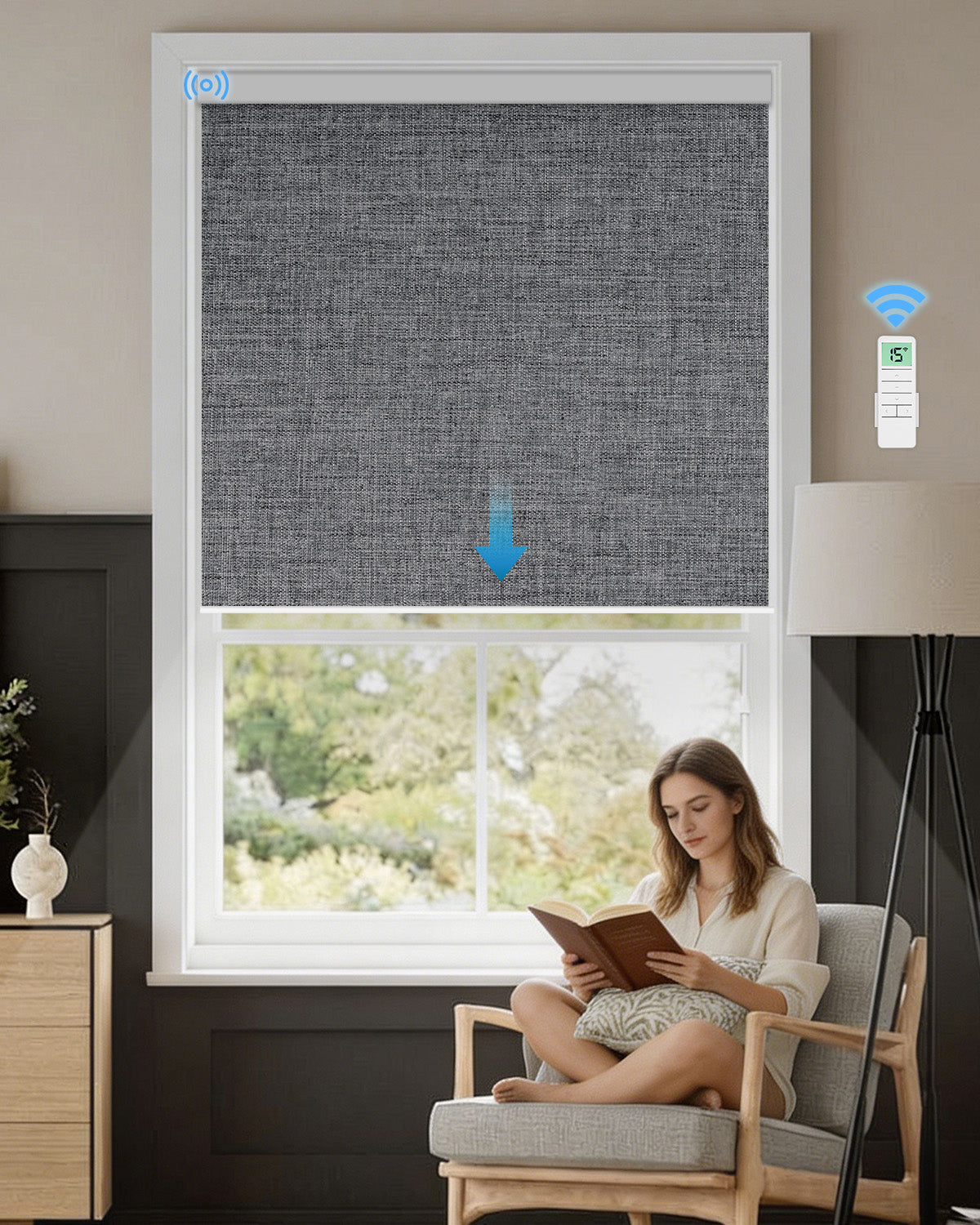 Smart Motorized Blackout Roller Shades - Room Darkening
