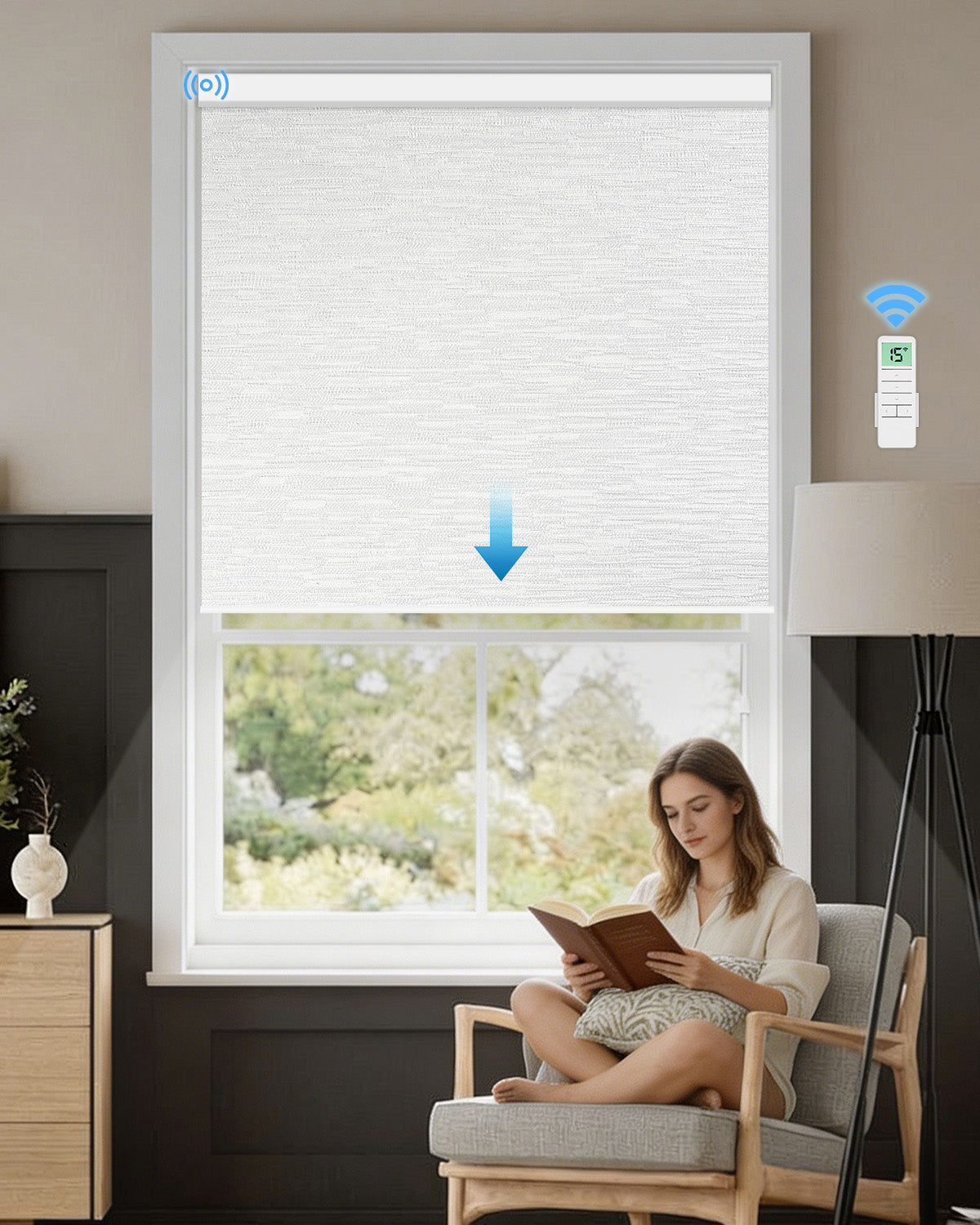 Smart Motorized Blackout Roller Shades - Room Darkening