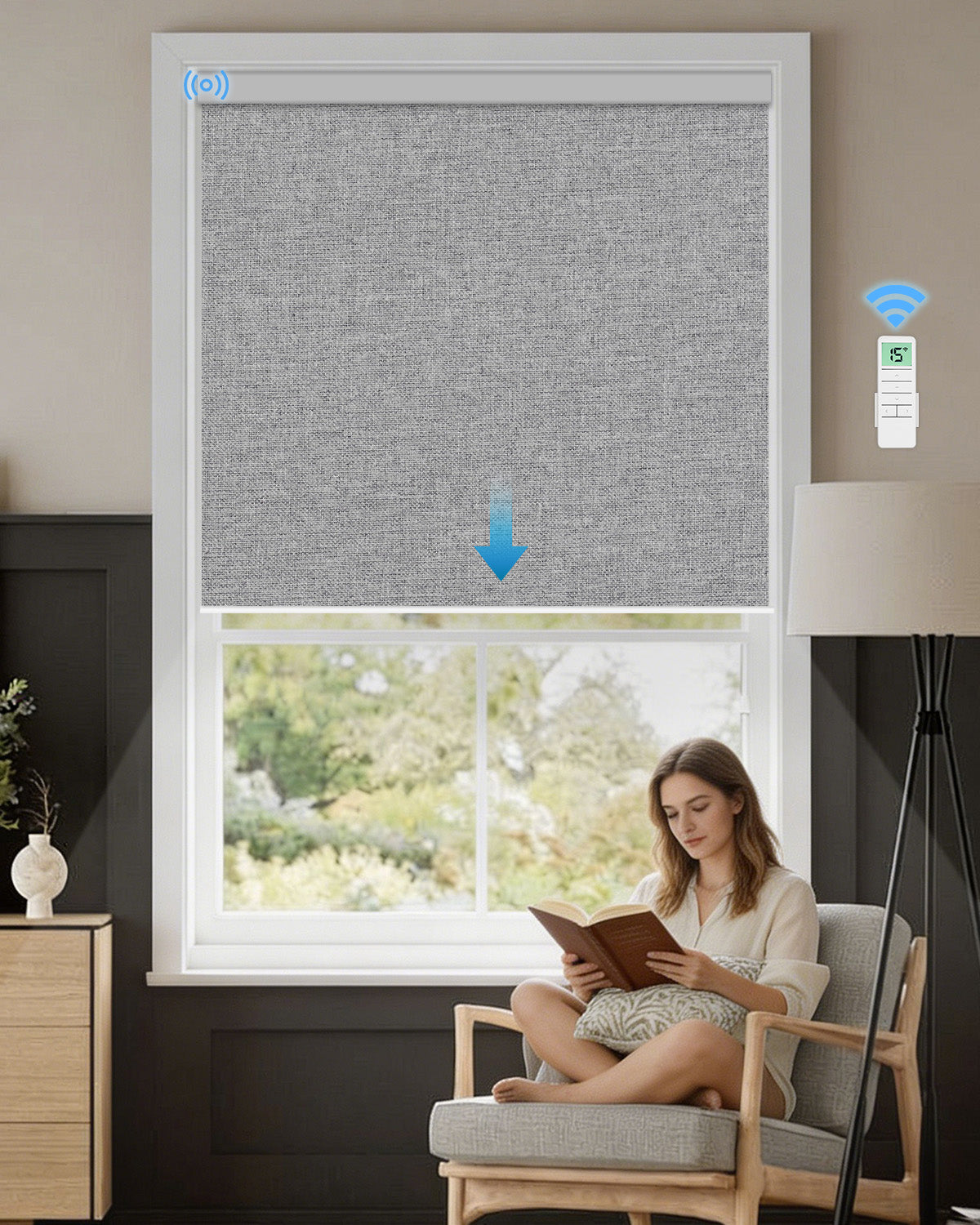 Smart Motorized Blackout Roller Shades - Room Darkening