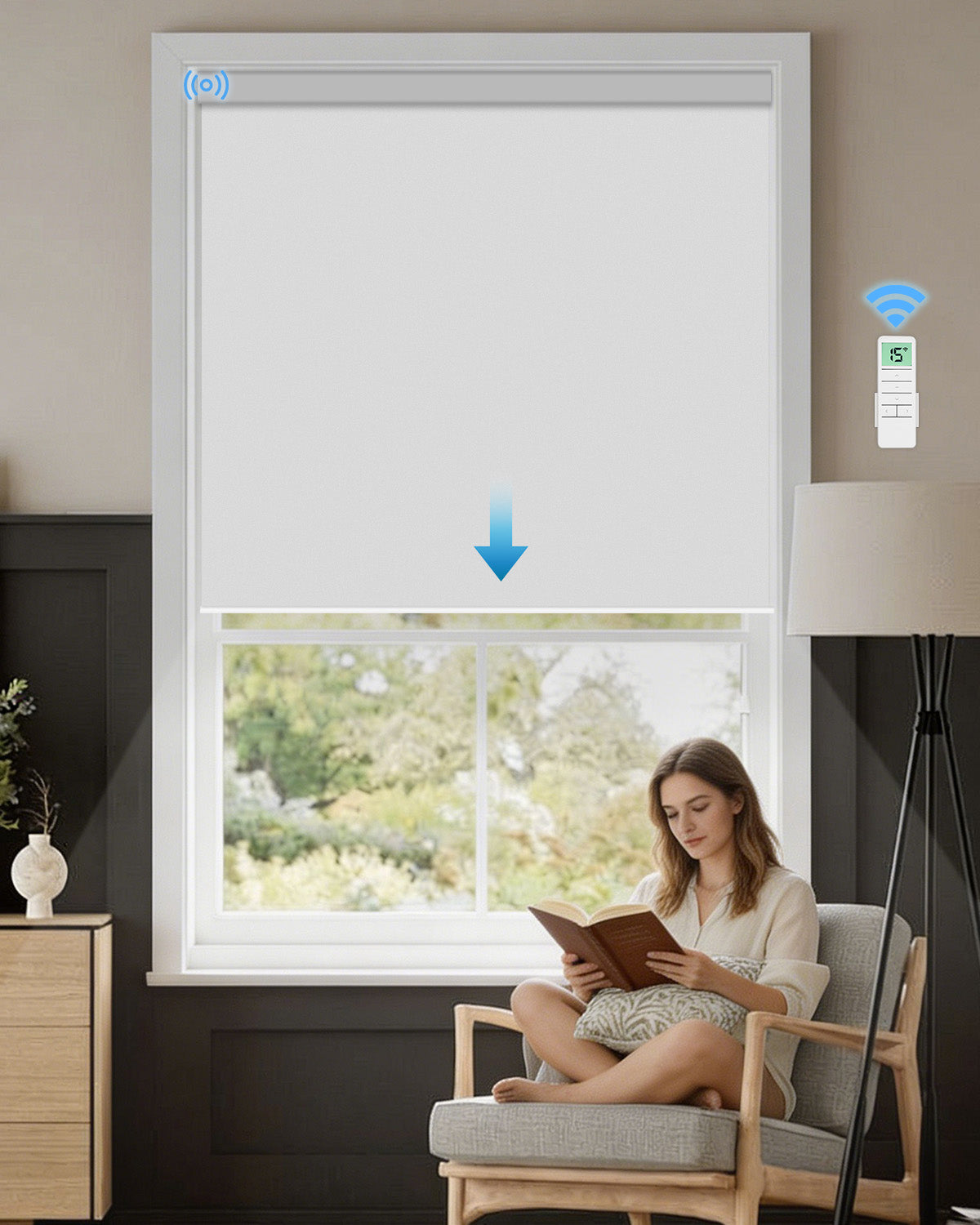 Smart Motorized Blackout Roller Shades - Room Darkening