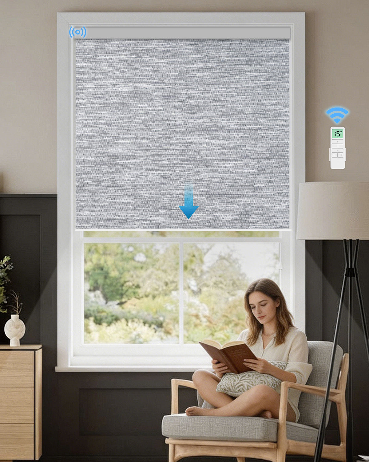 Smart Motorized Blackout Roller Shades - Room Darkening