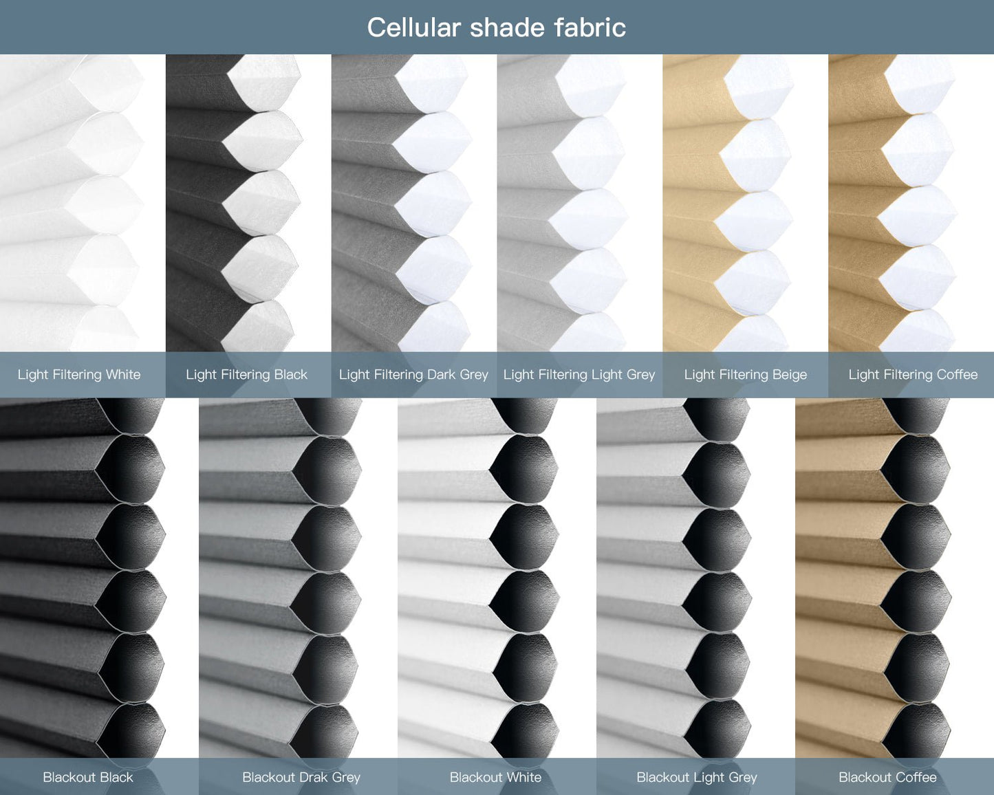 Fabric Samples for Roller Shade, Zebra Blind, Cellular Shade and Sheer Shade (5 PCS) - Tokblind official