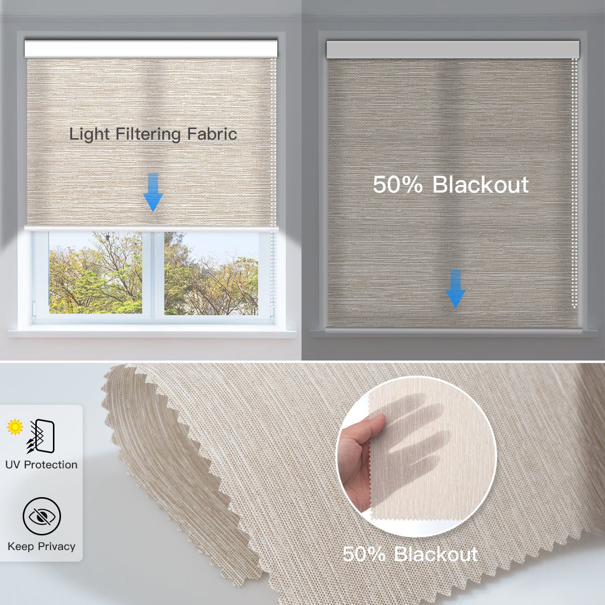 Manual Corded Light Filtering Roller Shade - Tokblind official