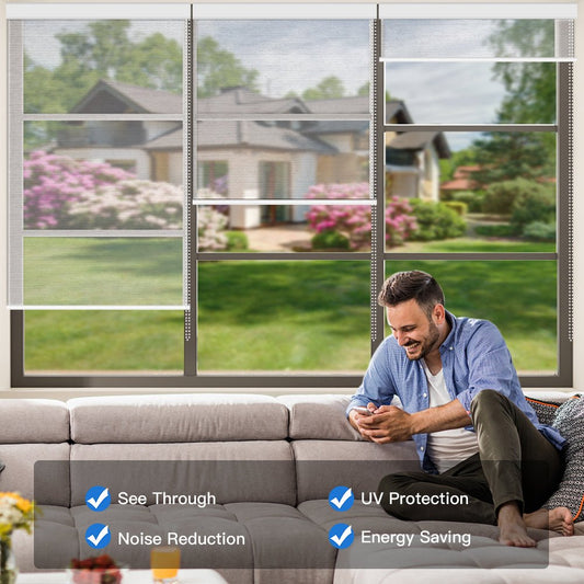 Manual Corded Light Filtering Roller Shades - Sheer White - Tokblind official