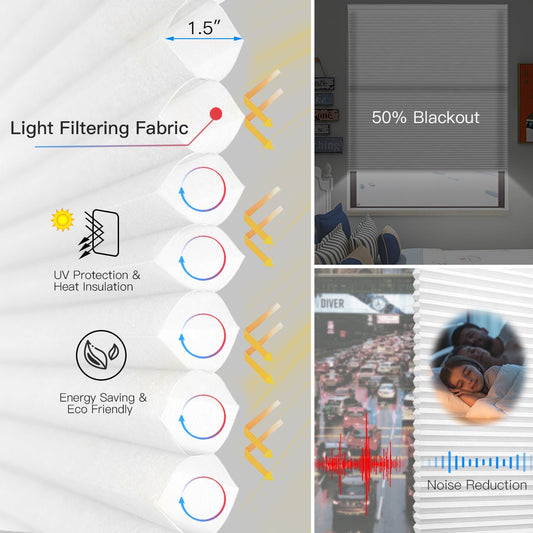 Manual Cordless Cellular Shade - Light Filtering - Tokblind official