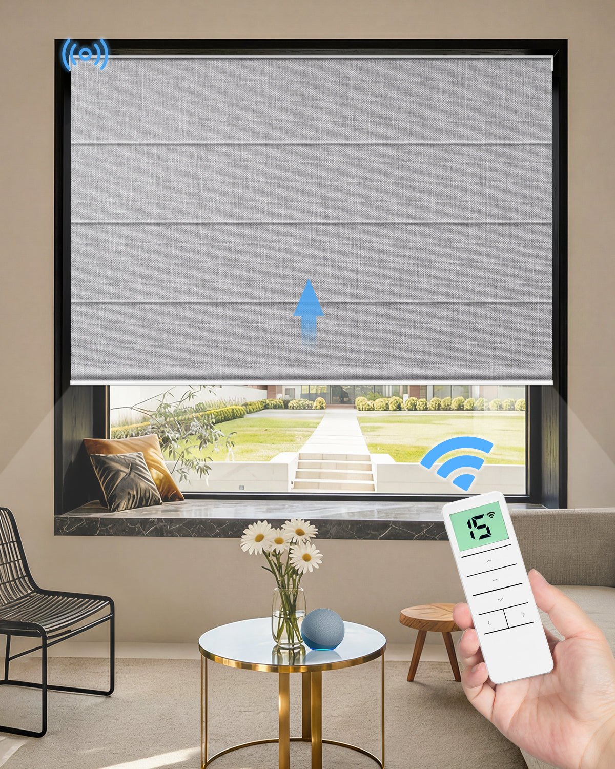 Motorized Blackout Roman Shades – Room Darkening, Custom Size - Tokblind