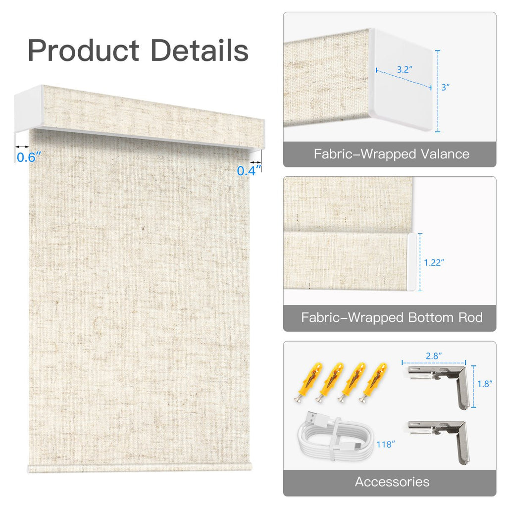Motorized Light Filtering Roller Shade (Fabric Wrapped) - Tokblind official