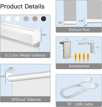 Motorized Light Filtering Roller Shades - Sheer White - Tokblind official