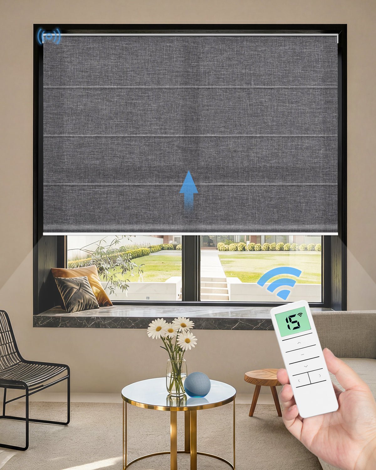 Motorized Roman Shades – Light Filtering, Customizable - Tokblind