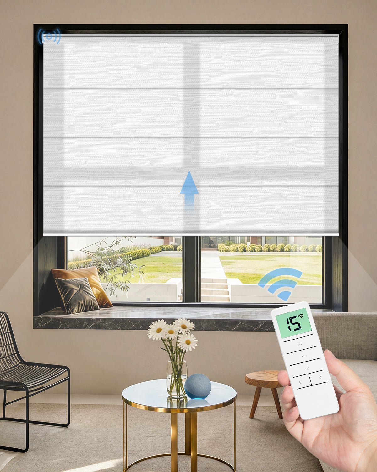 Motorized Roman Shades – Light Filtering, Customizable - Tokblind