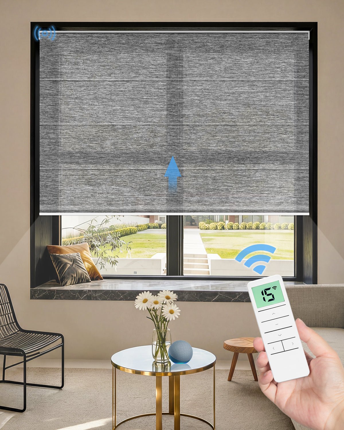 Motorized Roman Shades – Semi Sheer, Customizable - Tokblind