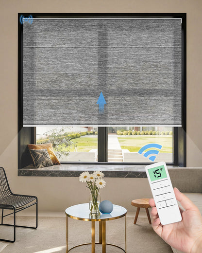 Motorized Roman Shades – Semi Sheer, Customizable - Tokblind