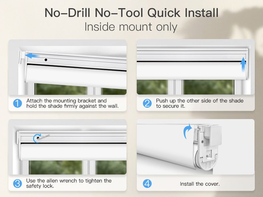 No-drill motorized shades